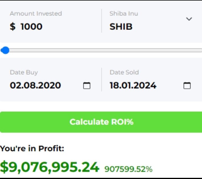 SHIBAINUSHIB2024年1月1000美元变900万美元