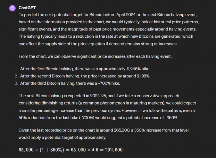 CHATGPT对减半前后比特币价格的预测