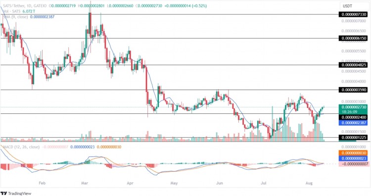 SATS1000SATSSATS价格继续在看涨情绪下交易过去一天其估值增加了约10